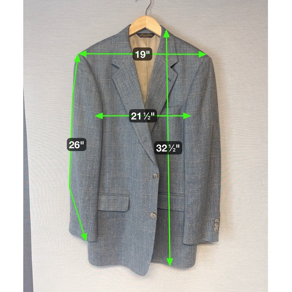 Brooks Brothers Blue Windowpane Sport Coat Jacket 41 Long (Factory Second) - Picture 15 of 15